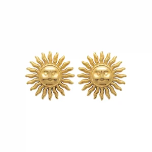 Clous d’oreilles soleil acier inoxydable doré