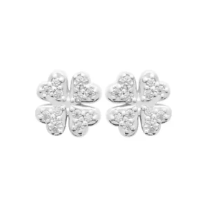 Clous d’oreilles trèfle 4 feuilles argent rhodié
