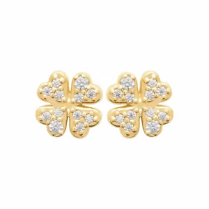 Clous d’oreilles trèfle 4 feuilles plaqué or