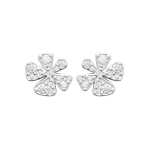 Clous d’oreilles trèfle 5 feuilles argent rhodié