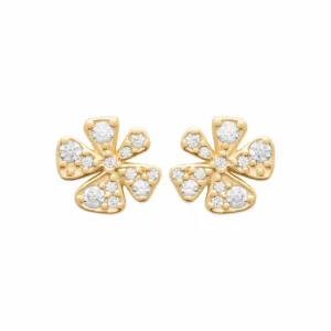 Clous d’oreilles trèfle 5 feuilles plaqué or