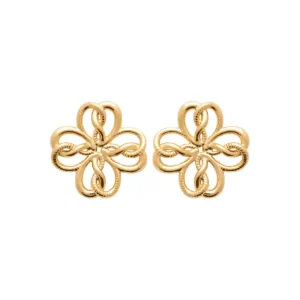 Clous d’oreilles trèfle tressé plaqué or