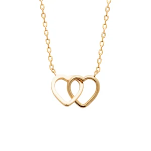 Collier 2 coeurs entrelacés plaqué or