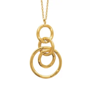 Collier anneaux entrelacés acier inoxydable doré