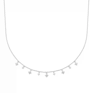 Collier argent rhodié à pendentifs de diamants synthétiques