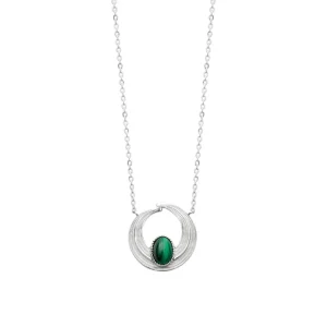 Collier argent rhodié malachite Verna