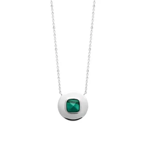 Collier argent rhodié malachite sur pastille