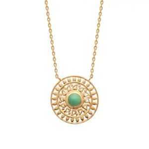 Collier aventurine arabesques plaqué or