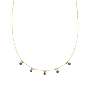 Collier breloque améthyste plaqué or
