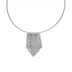 Collier câble et frange en chaînettes acier inoxydable