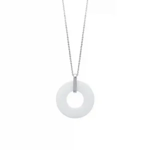 Collier cercle céramique blanche chaîne acier inoxydable