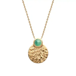 Collier cercle martelé aventurine plaqué or