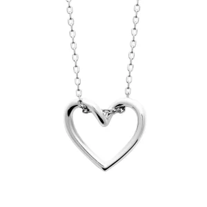 Collier coeur ajouré argent rhodié
