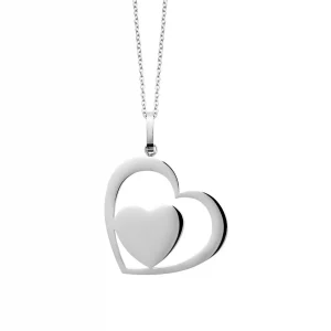 Collier coeur dans un coeur acier inoxydable