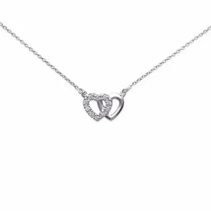 Collier coeur double argent rhodié Venus