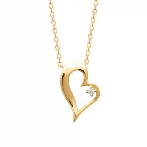 Collier coeur penché argent rhodié