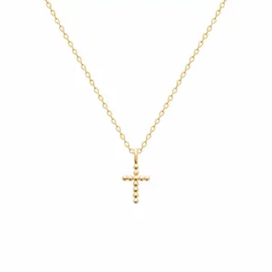 Collier croix perles plaqué or