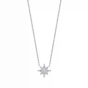 Collier étoile argent rhodié diamants synthétiques