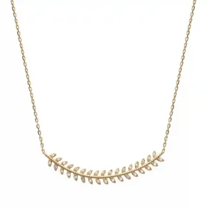 Collier grand laurier scintillant plaqué or