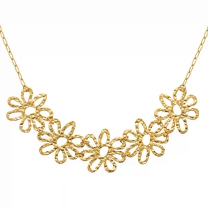 Collier grande marguerite acier inoxydable doré