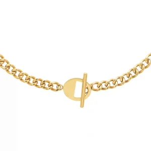 Collier maillons épais et fermoir toggle acier inoxydable doré