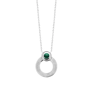 Collier malachite sur cercle argent rhodié