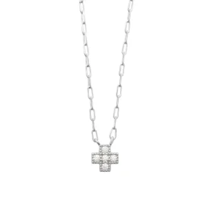 Collier petite croix argent rhodié