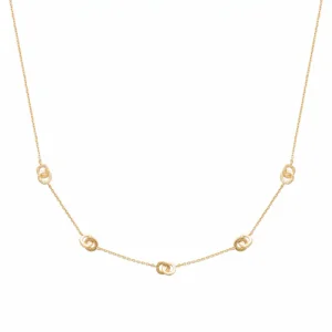 Collier petits anneaux martelés entrelacés plaqué or