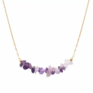 Collier plaqué or améthyste violette