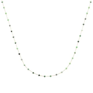 Collier plaqué or billes rubis zoïsite