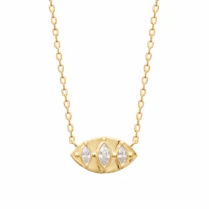 Collier plaqué or losange 3 zircons