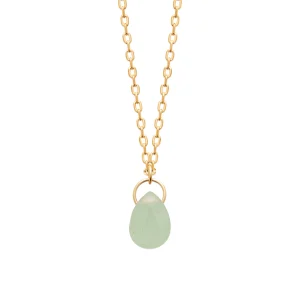 Collier plaqué or pendentif aventurine taillée goutte