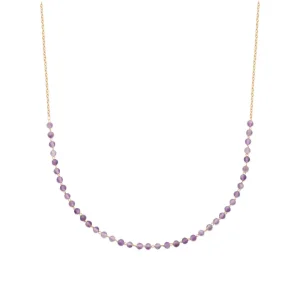 Collier plaqué or perles d’améthystes