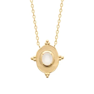 Collier plaqué or vintage pierre de lune