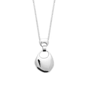 Collier sautoir goutte bombée acier inoxydable argenté