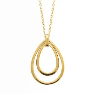 Collier sautoir goutte imbriquée acier inoxydable doré