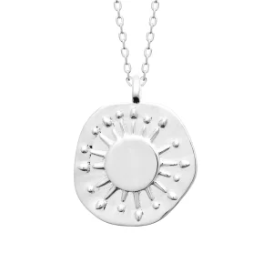 Collier soleil en relief argent rhodié
