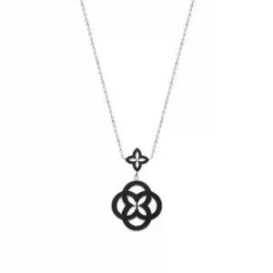 Collier trèfle laque noire acier inoxydable