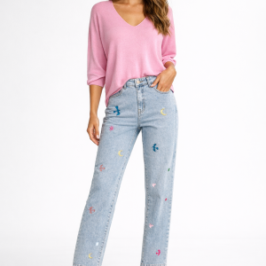 Jean à dessins brodés