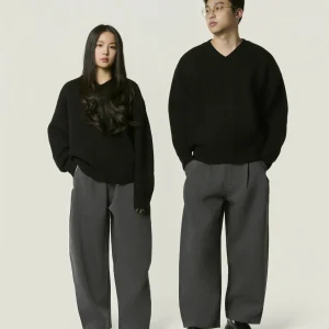 Pull col V en laine mélangée