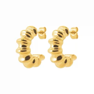 Demi-créoles sculptées acier inoxydable doré