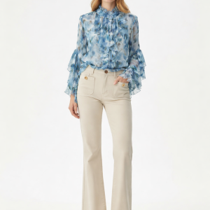 Chemise fleurie à volants