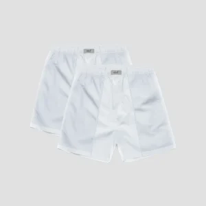 Weite Boxershorts für Herren 2er-Pack 100 % Baumwolle Weiß