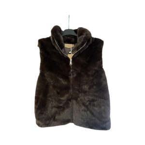 Gilet sans manche col montant fermeture éclaire choco