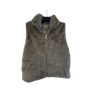 Gilet sans manche col montant fermeture éclaire taupe
