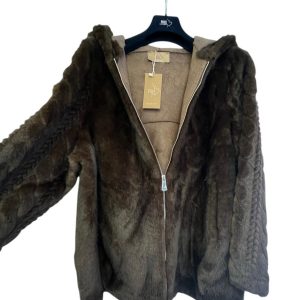 veste courte choco tressée aux manches