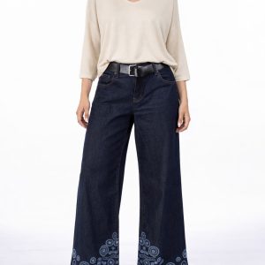 Jean large à broderies