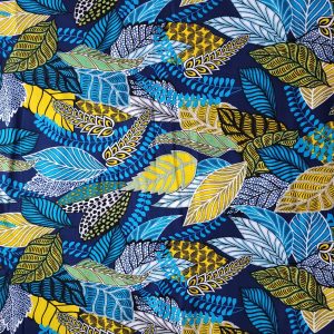 Tissu wax africain, imprimé wax , coupon 100% coton motif feuille