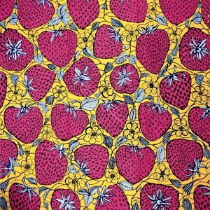 Tissu wax, coupon africain, imprimé wax: motif fraise