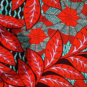 Cire wax africain, coupon wax, tissu wax 100% coton motif feuille
